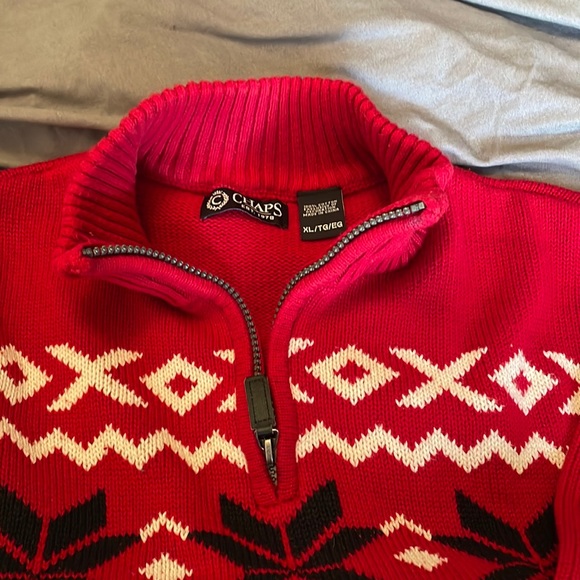 Red Chaps holiday zip up sweater - Picture 3 of 5